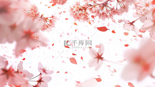 设计樱花背景图片_春天的樱花空中飞舞设计