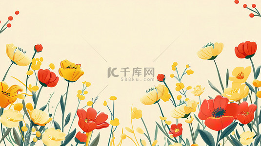 彩色花朵边框背景图片_春天彩色花朵框架素材