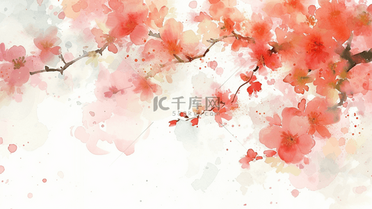 彩色梦幻树枝花朵艺术风格的背景3