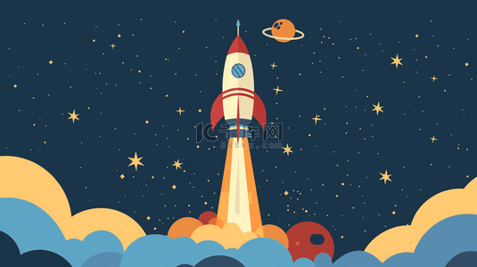 火箭卡通背景图片_世界航天日航空宇宙卡通火箭背景