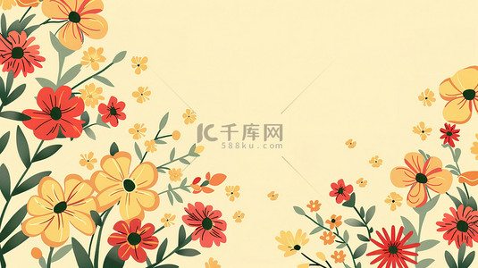 春天彩色花朵框架设计图