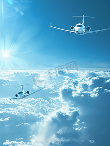 交易速度摄影照片_私人喷气式飞机在蓝色的天空