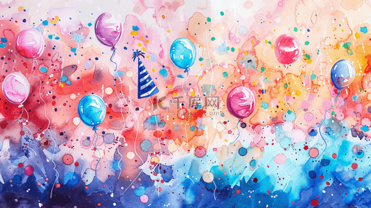 气球2背景图片_彩色缤纷儿童节卡片漫天气球的背景2