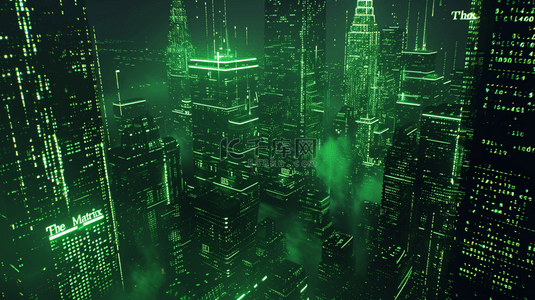 绿色城市建筑线条光效背景9