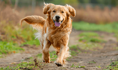 运行黄金猎犬小狗