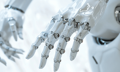 白色机器人手创造未来技术结构 3d renderi