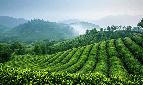叶子天空摄影照片_云南普洱茶叶种植园