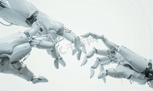 白色机器人手创造未来技术结构 3d renderi