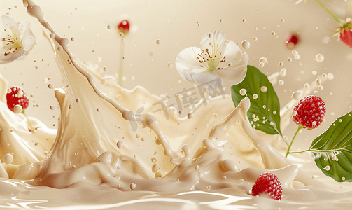 香甜、 可口，牛奶背景。3d 图，3d 渲染