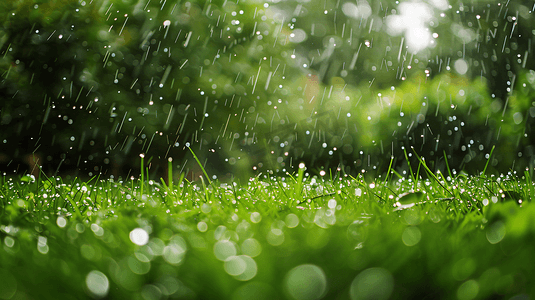 下雨天的草坪摄影2