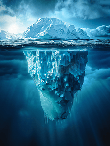 干冰泡泡摄影照片_在海面下的冰山