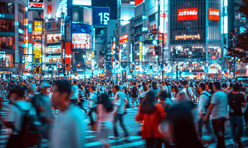 东京摄影照片_人来人往的街道东京人群