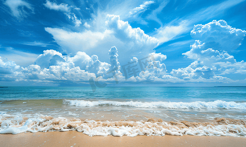 夏天天空蓝天白云大海沙滩