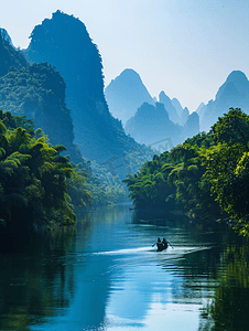 水墨山水画册摄影照片_广西桂林玉龙江山水景观