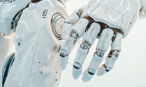 机械数字3摄影照片_白色机器人手创造未来技术结构 3d renderi