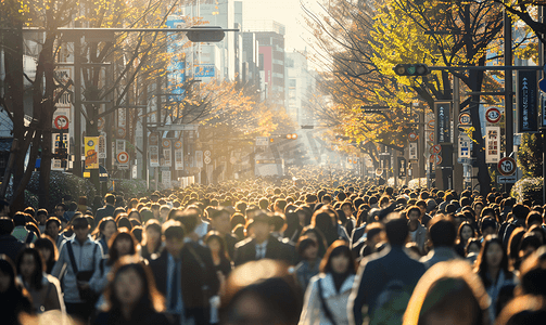 人来人往的街道东京人群