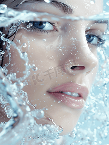 护肤摄影照片_拿着补水喷雾的女性