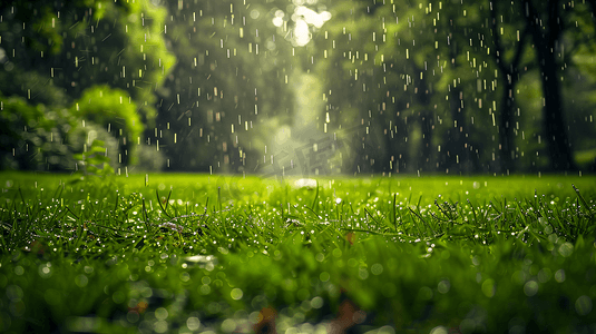 下雨天的草坪摄影5