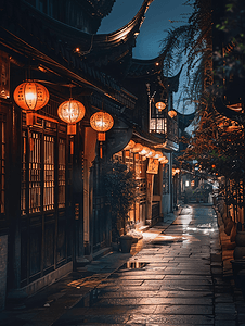 民俗传统摄影照片_西塘夜景传统建筑