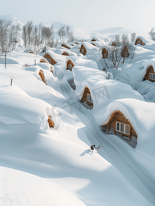 冬季乡村房屋摄影照片_黑龙江牡丹江雪村雪乡风景