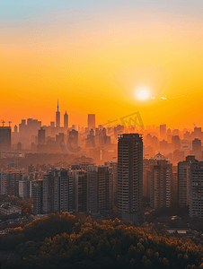 都市景观图片摄影照片_北京城日落智慧城市