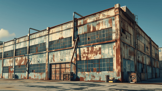 破旧皮质摄影照片_破旧的废弃工厂厂房1