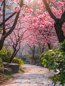 樱花季背景摄影照片_武汉东湖樱园