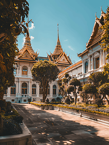 泰国曼谷摄影照片_泰国曼谷大皇宫建筑群