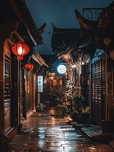 江南意境摄影照片_浙江湖州南浔古镇的夜色美景