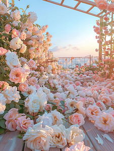 浪漫的粉色玫瑰花春天高清摄影图