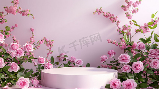 花朵玫瑰圆台立体描绘摄影照片