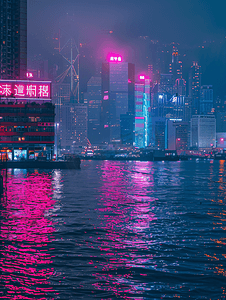 夜幕下的香港