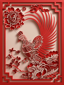 鸡年免费背景图片_剪纸窗花传统文化
