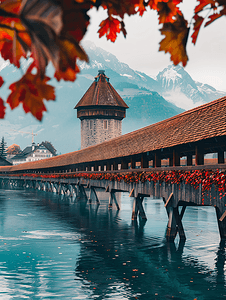 国外旅游景点摄影照片_瑞士卢塞恩卡贝尔桥