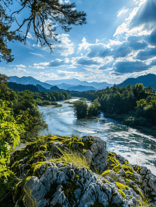 山水河流风光