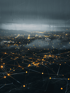 科技城市信息技术摄影照片_城市网络连接夜景
