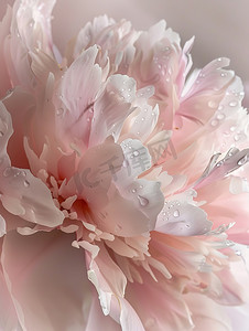 花瓣摄影照片_淡粉色牡丹花瓣上有露水高清摄影图