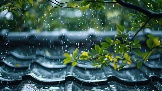 雨水春天摄影照片_春天屋檐的雨水下雨天摄影图