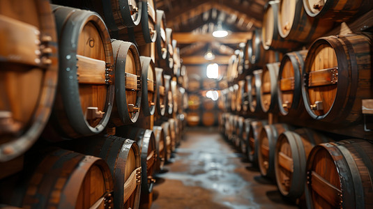 酒窖里的橡木桶摄影照片_地下酒窖酿酒桶酒文化高清图片