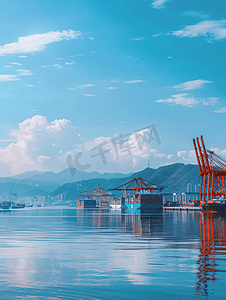 塔吊告知摄影照片_漳州港码头海运