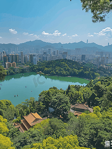 深圳莲花山俯瞰福田全景