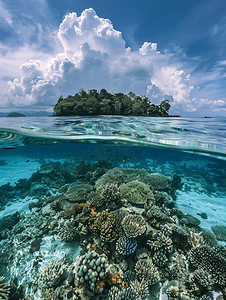 清澈大海摄影照片_马来西亚美人鱼岛 海岛风景