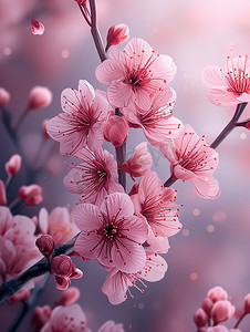 樱花淡紫色春天的花朵高清摄影图