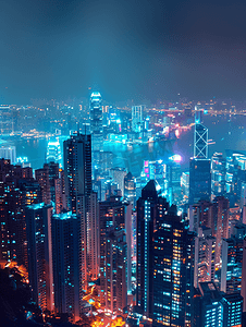 夜幕下的香港
