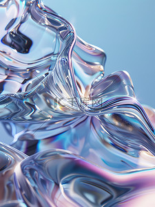 浅蓝色流动玻璃材料背景图