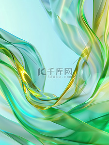 荧光绿玻璃材料飘带背景图片
