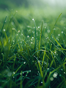 绿色小草摄影照片_小草雨水露珠