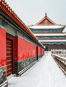 如懿传红墙摄影照片_北京故宫红墙的雪景