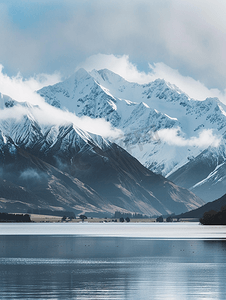 新西兰南岛的雪山与云彩