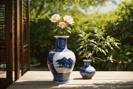 青花瓷花瓶摄影图4